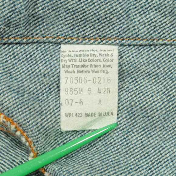 Vintage Levis Type 3 Trucker Jacket Mens 42 Blue Denim 1980s - Picture 7 of 9